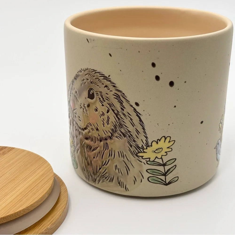 Charming Bunny Storage Jar with Bamboo‎ Lid - Tan
